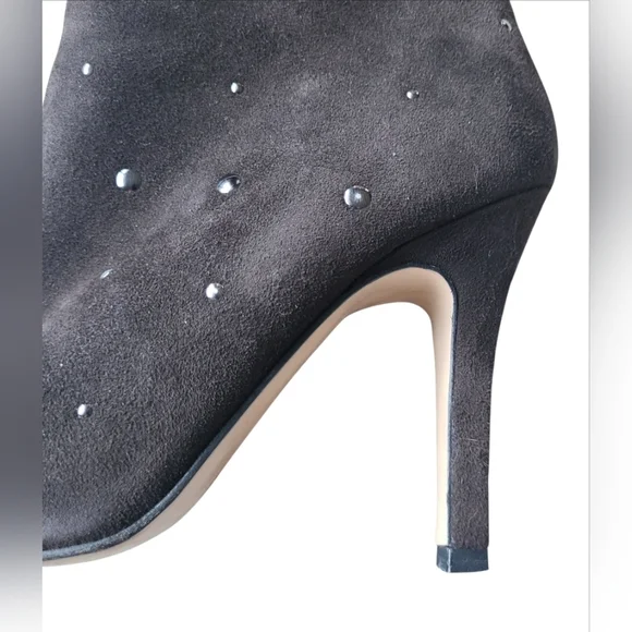 Coup D'Etat Chocolate Suede Tall Heeled Studded Zip Boots Size 9 B - Picture 2 of 11